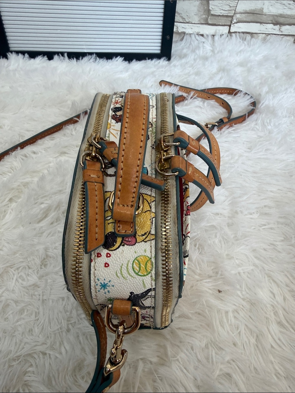 Disney Dooney and Bourke Dogs Paw Prints Sketch Ambler Crossbody Bag - Picture 15 of 16